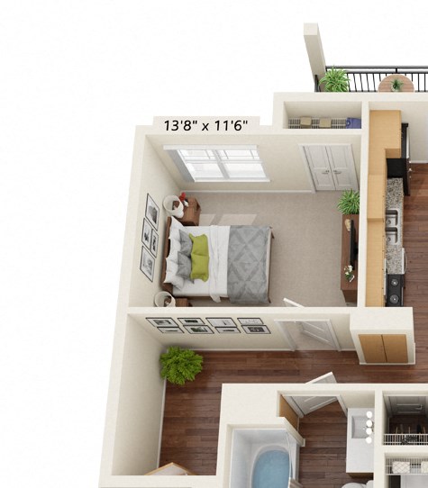 Preserve at Peachtree Shoals_3D_2 Bedroom Floor Plan